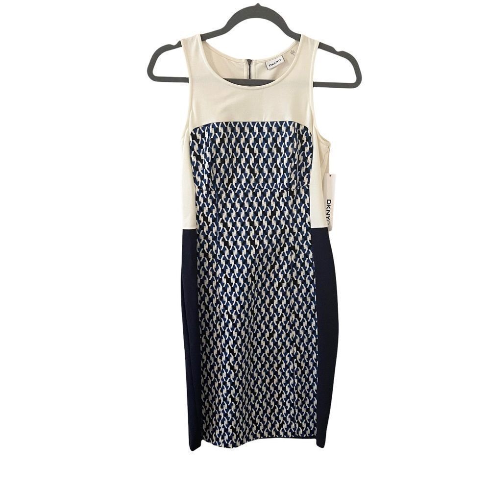 DKNYC Geometric Print Sheath Dress 2 NWT